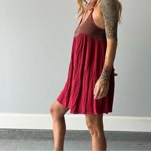 Earthbound Trading Company Red Babydoll Mini Dress